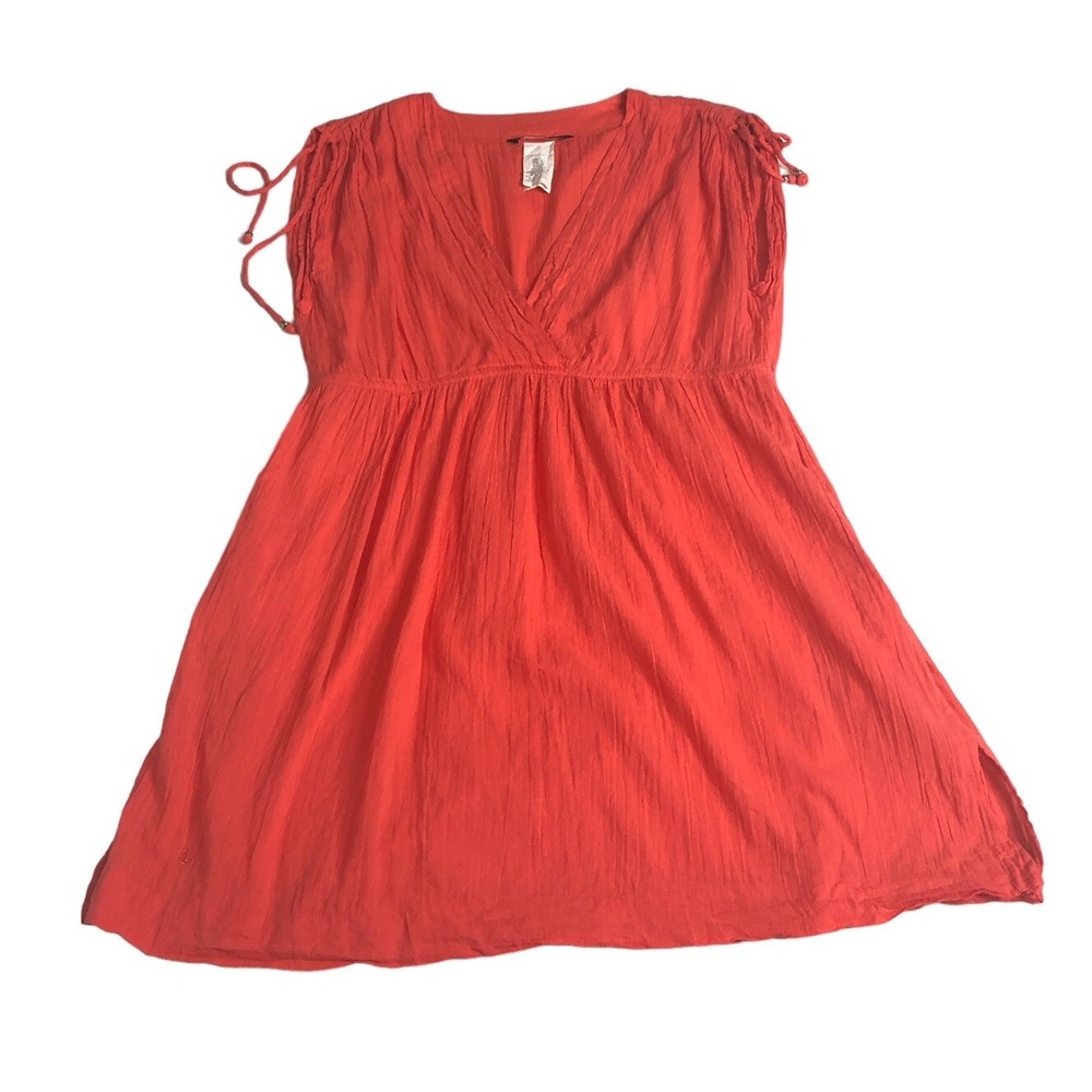 Lauren Ralph Lauren Swim Cover Up Dress Womens L Orange Gauze Cotton Pockets